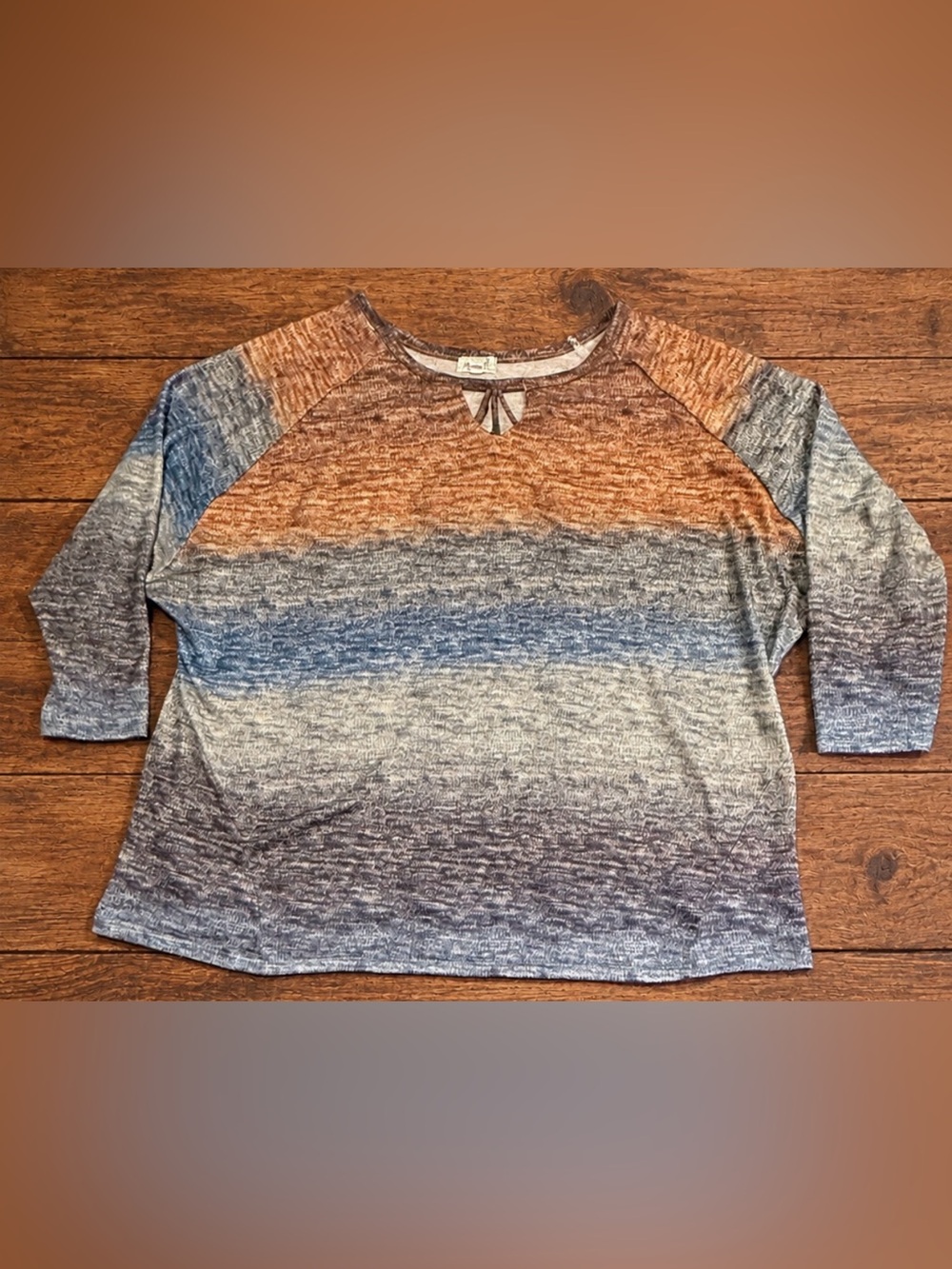 One World Women’s 3X Multicolor Marled Blouse – Raglan Sleeves